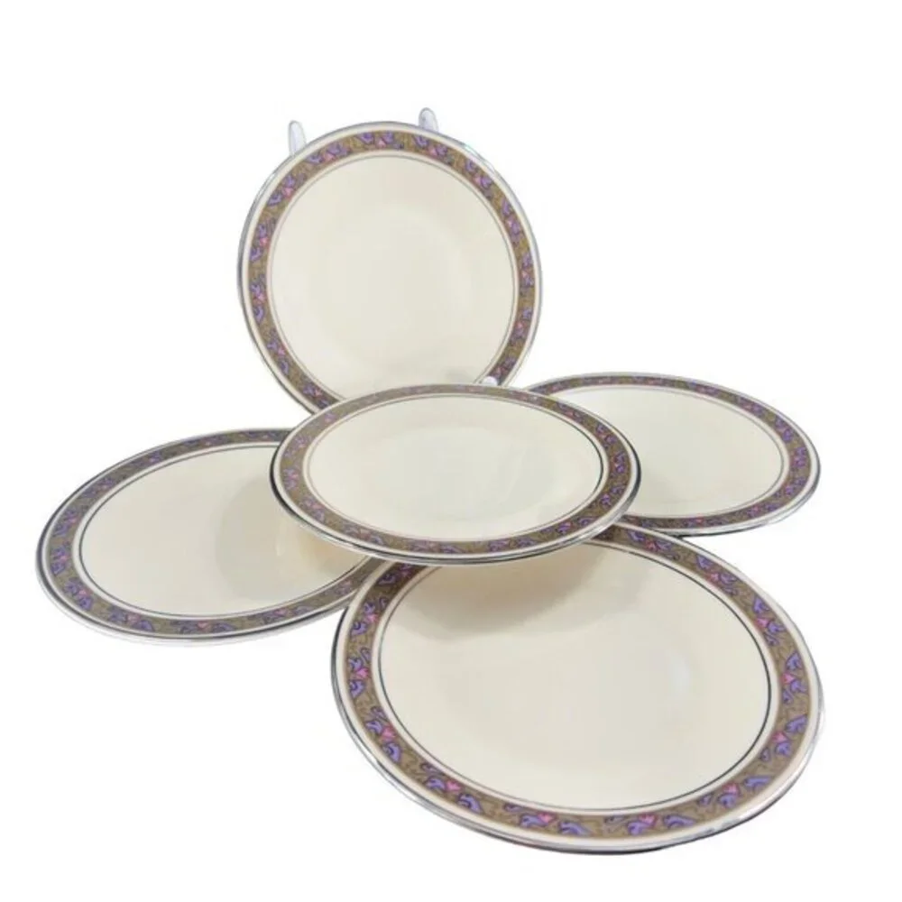 Franciscan Constantine‎ Vintage Porcelain Ceramic Dish Plate Set 5 Plates VTG